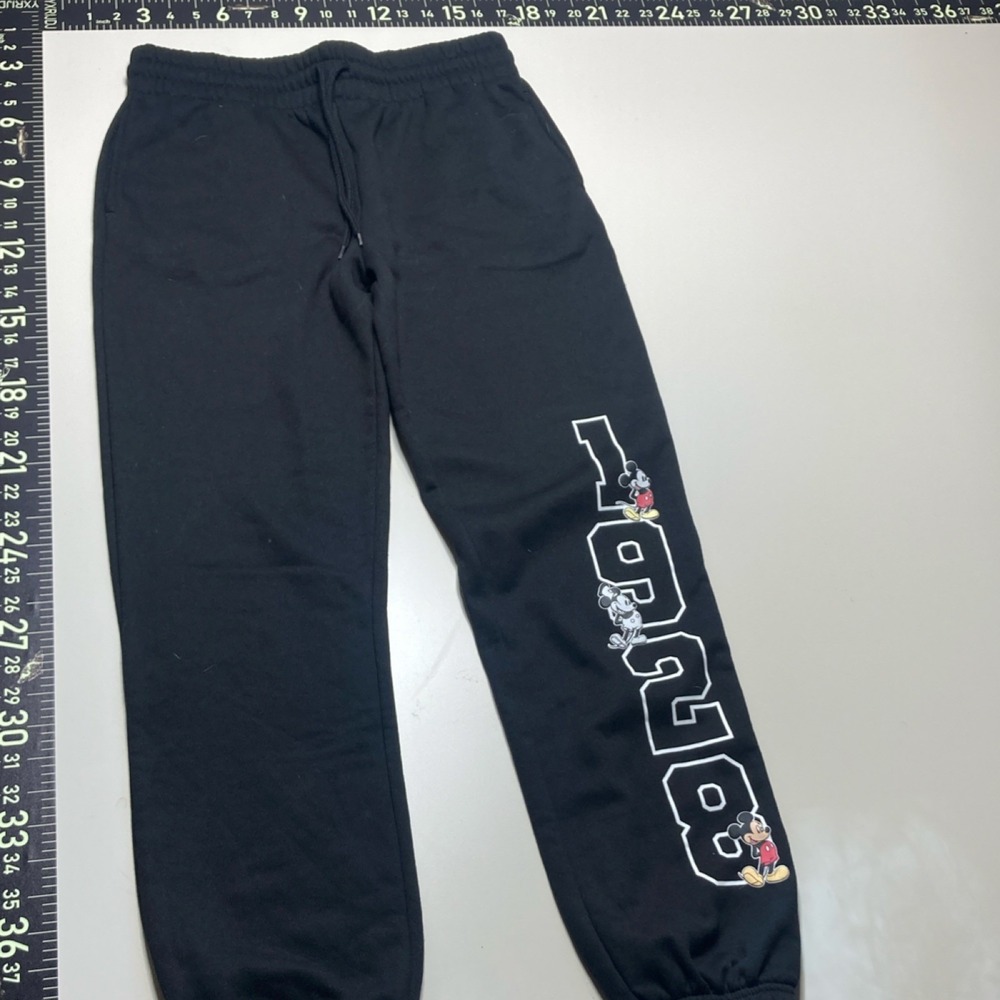 Disney Mickey Mouse Fleece Black Sweatpants Drawstring Women's Pants Pockets